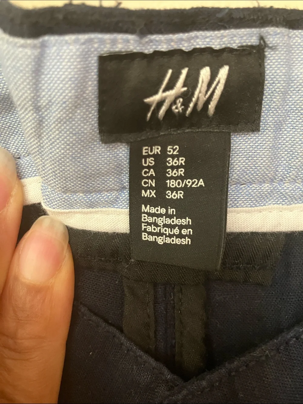 H&M Men’s Navy Button-Fly Linen Blend Pants US 36R